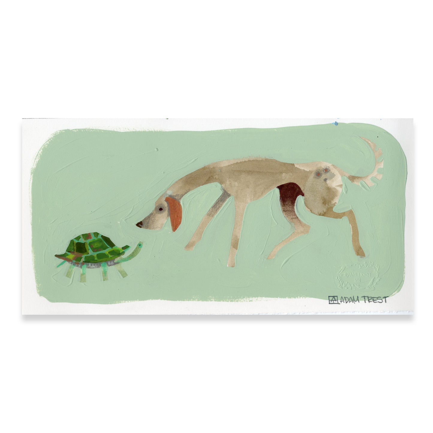 Dog Chasing Turtle 6x12