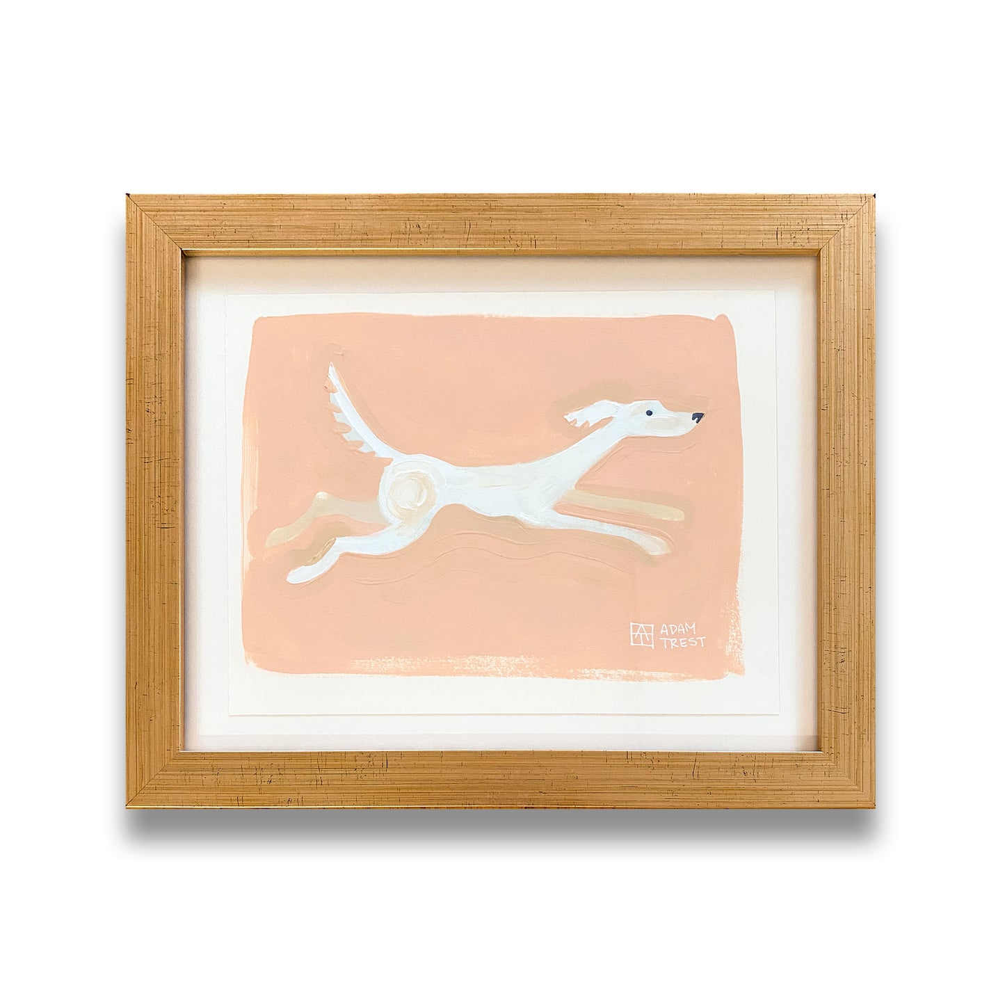 White Dog on Pink