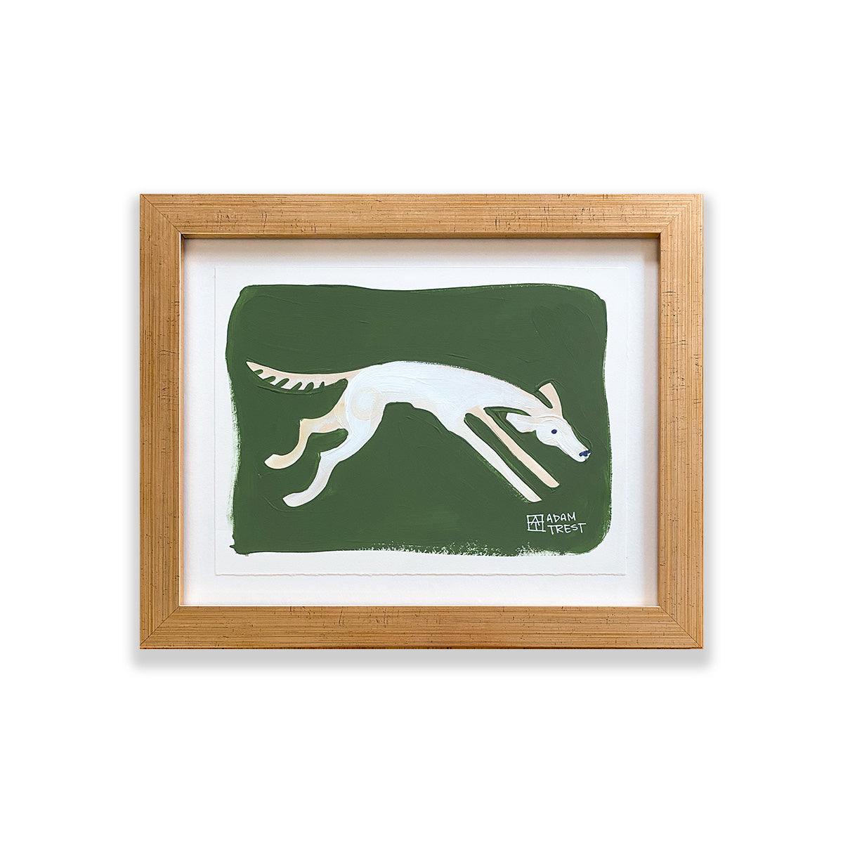 White Dog on Green