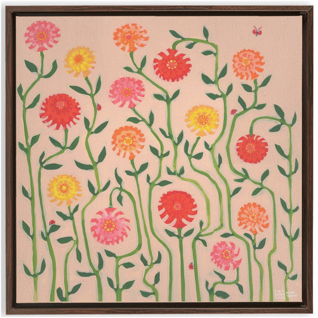 Pink Zinnias (Framed)