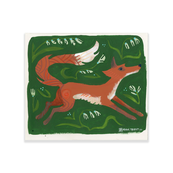Fox on Green - 10x11.5